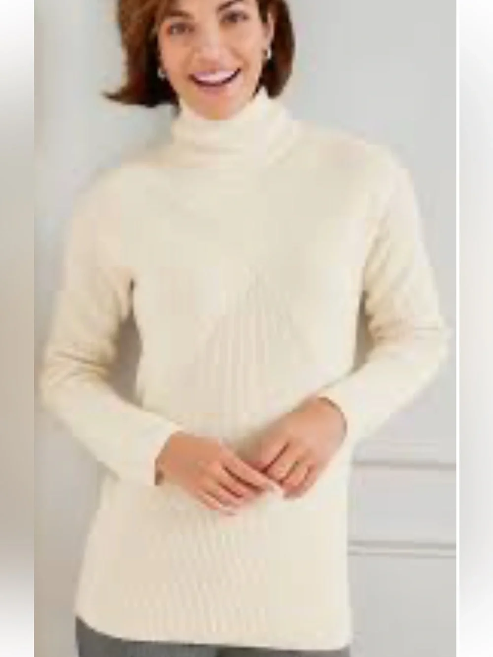 Talbots mixed stitch mock neck sweater - worn about 6x